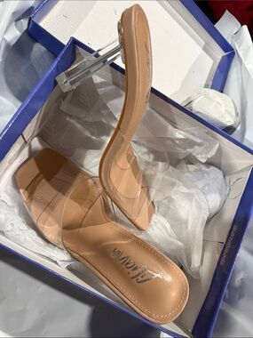 Liliana Nude Clear-Strap Heeled Sandals